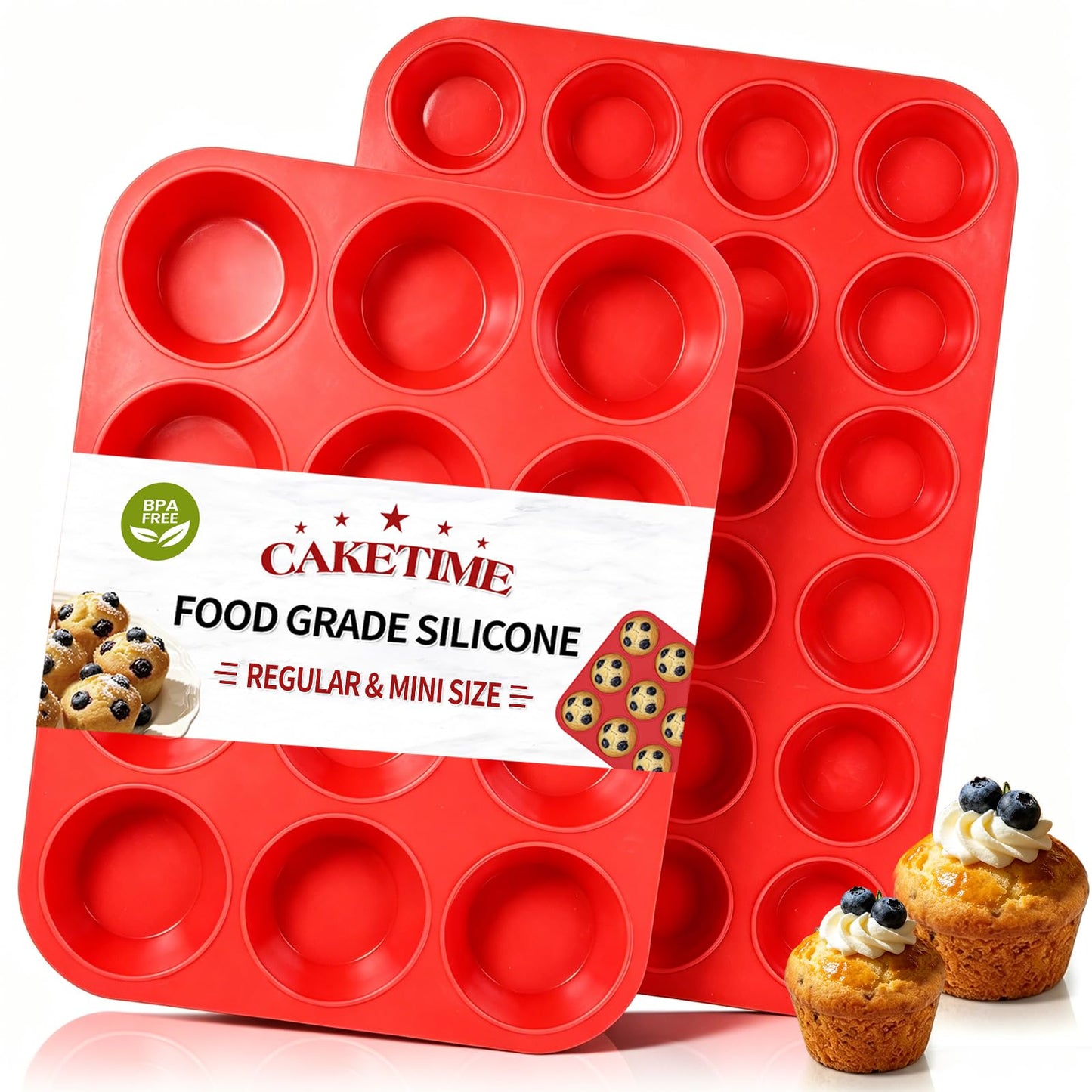 12 Cups Silicone Muffin Pans for Baking Cupcake Pan Nonstick Silicone Molds