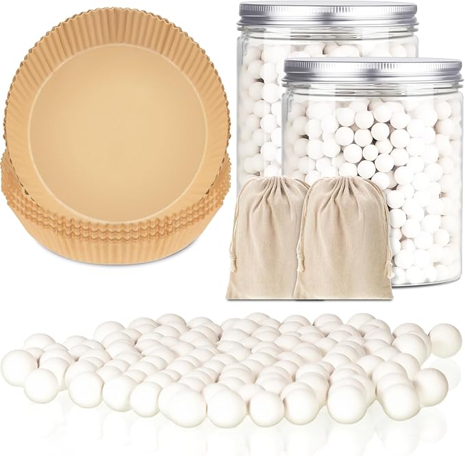 Patelai 1 Pcs 2 lb White Pie Weights Ceramic with 50 Pcs Parchment Paper