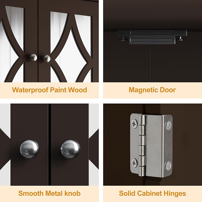 RoyalCraft Bathroom Medicine Cabinet Wall Mounted, Over The Toilet Storage Cabinet with Towel Rack and Adjustable Shelf, Large Bathroom Towel Cabinet Wall Mount 22x25 inch (Brown)
