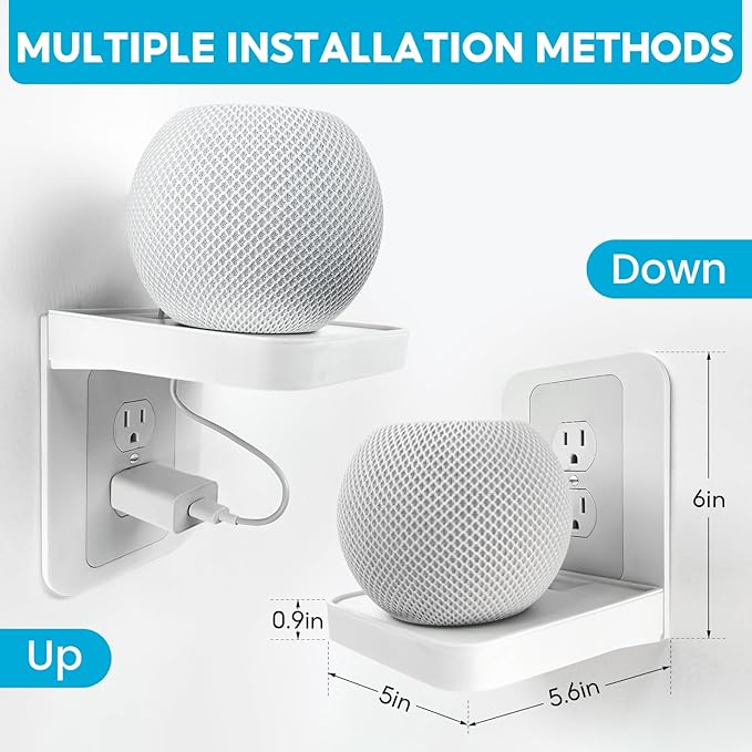 Outlet Shelf, Bathroom Wall Holder with Built-in Cable Management, Wall Organizer for Smart Home Decor Space Saving Electric Toothbrush Use as Echo Holder (Decora-style rectangular, 1, Pack)