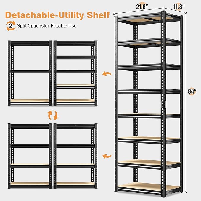 DurayLoly 8 Tier Storage Shelves,3200 LBS Shelving Unit for Tight Corners
