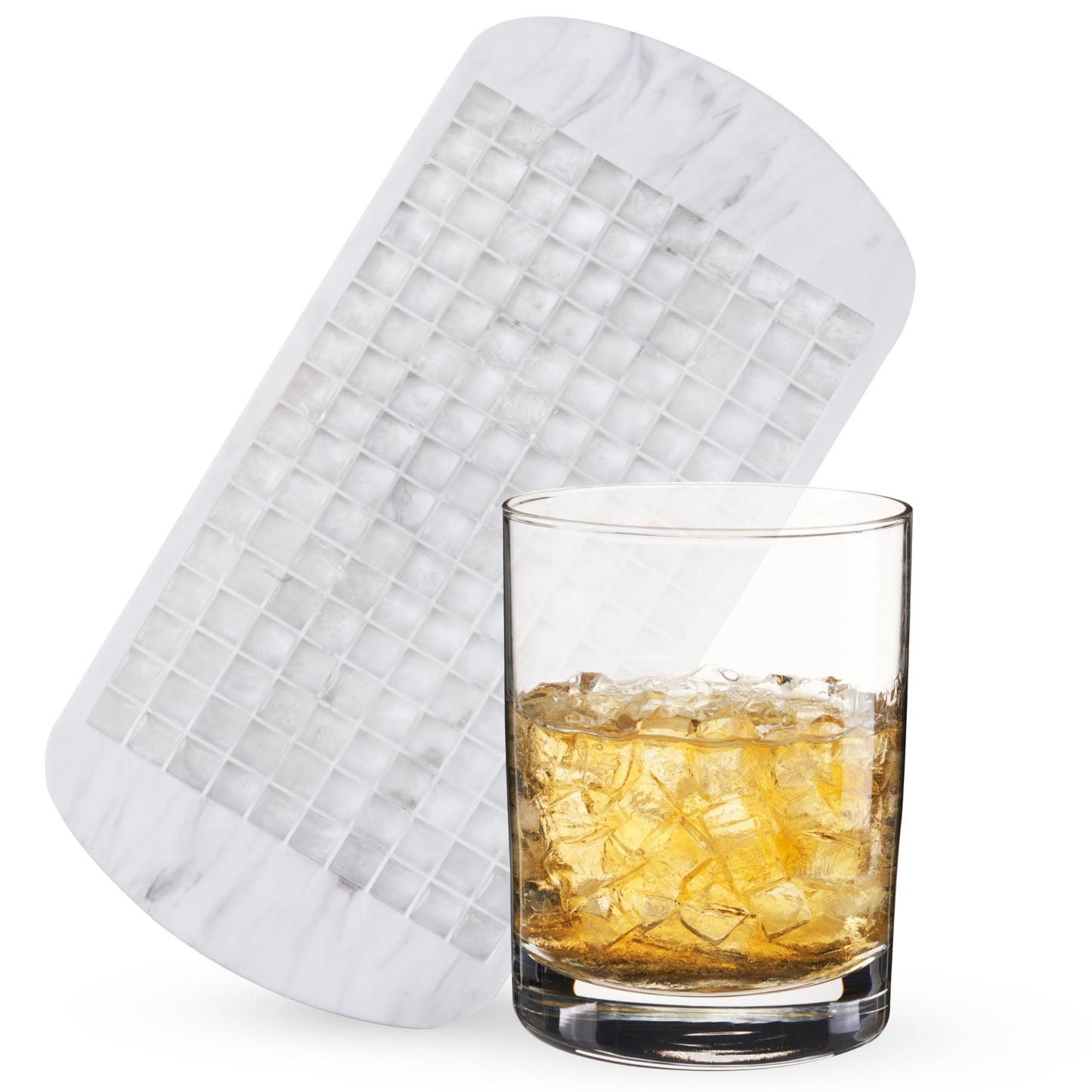 Host Ice Cube Tray with Lid, Makes 15 1.25" Cubes, Durable Silicone Trays, Perfect for Cocktails, Beverages, Mocktails, Iced Coffee, Tea, Infused Water, Kitchen Essentials, Set of 1, Blue Marble