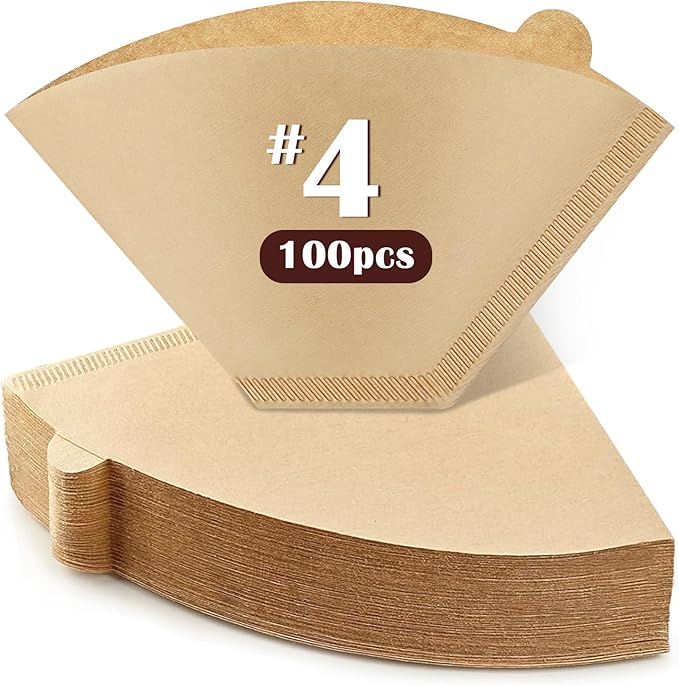 200 Count #4 Cone Coffee Filters 8-12 Cup, Natural Coffee Filters