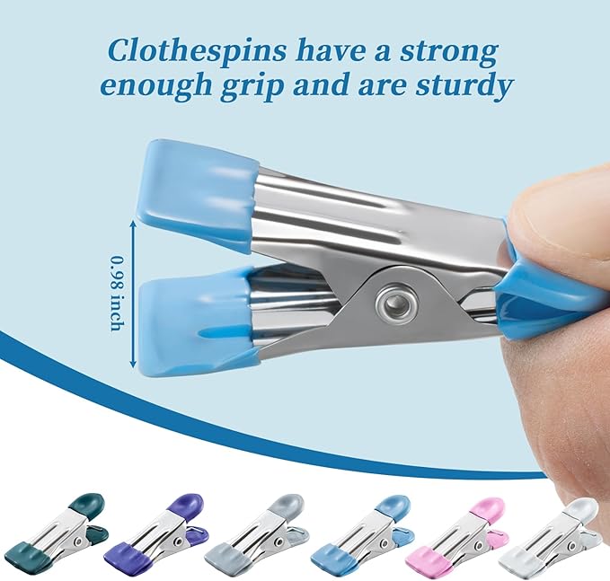 Clothes Pins, 30 Pack Chip Clips, 2.17 Inch Clothes Pins Heavy Duty, Bag Clips, Clips, clothespins, chip Clips Bag Clips Food Clips, Bag Clips for Food,Food Clips,chip Bag Clip(6 Colors)