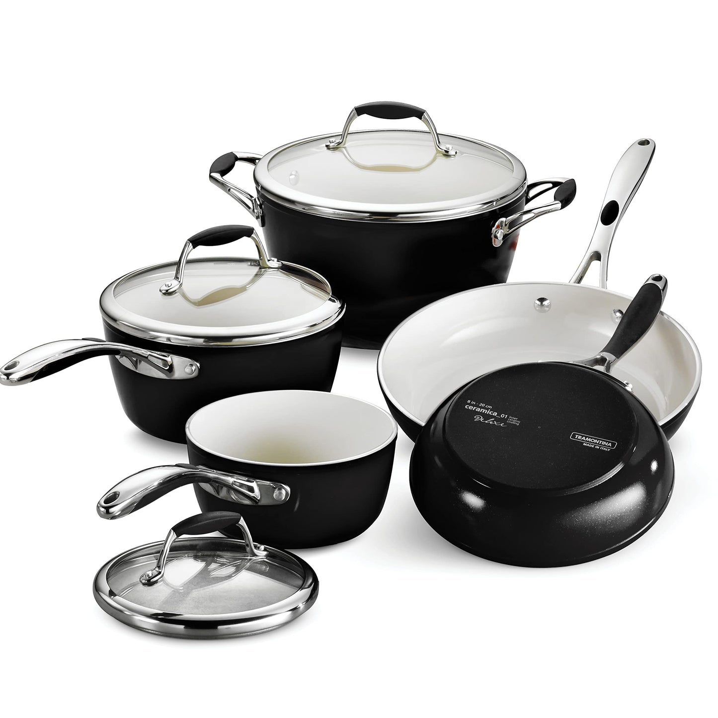 Tramontina Ceramica Deluxe 8-Pc Pots and Pans Set with Lids