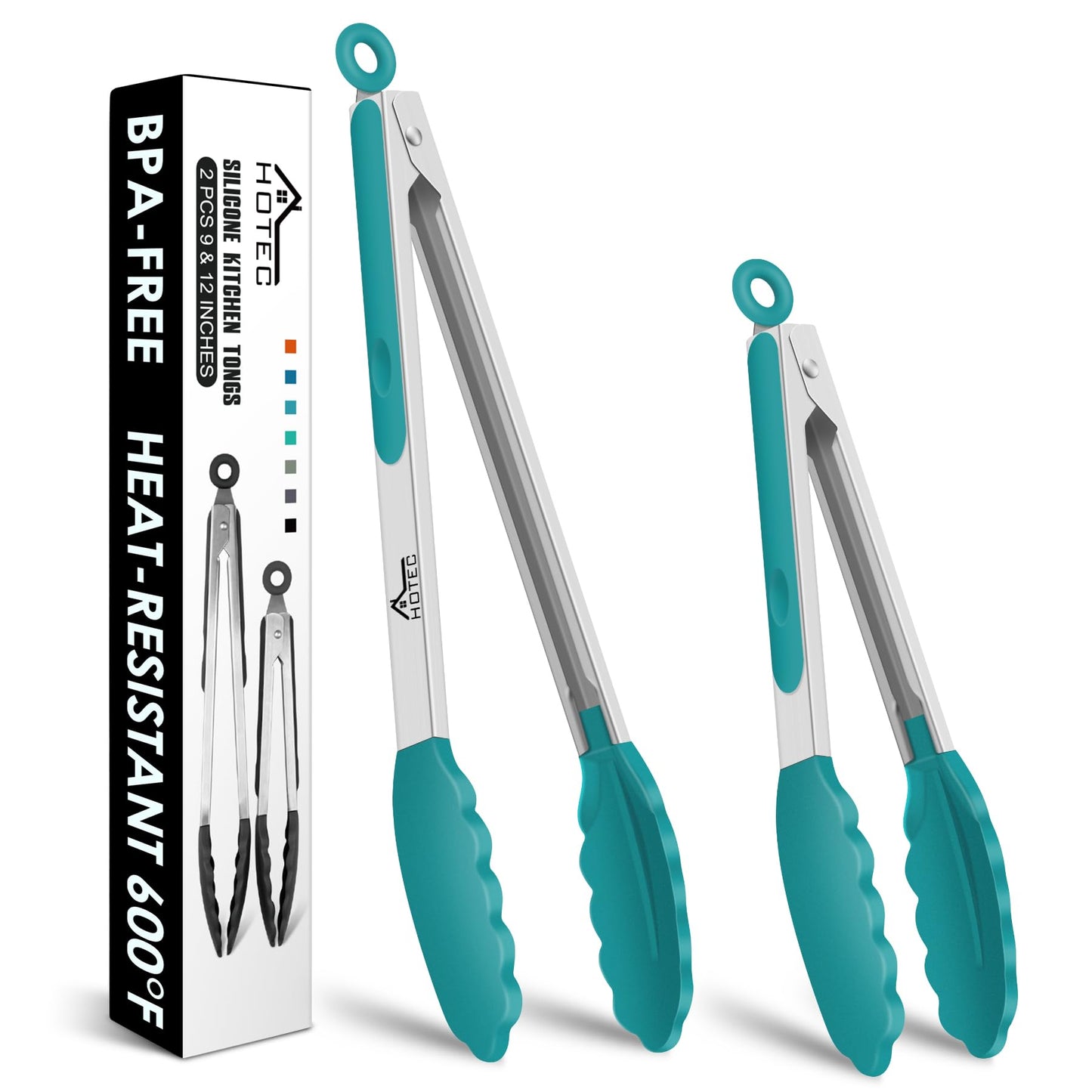HOTEC Premium Stainless Steel Locking Kitchen Tongs with Silicon Tips, Set of 3-7", 9" and 12" (Purple)