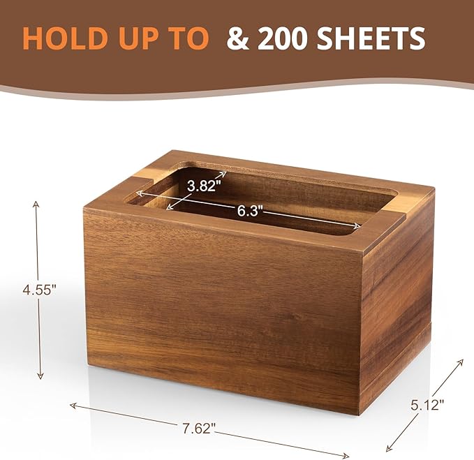 Dryer Sheet Holder, Acacia Wood Laundry Sheets Container, Laundry Room Organization and Storage for Farmhouse Laundry Room Decor and Accessories, Fabric Sheet Dispenser