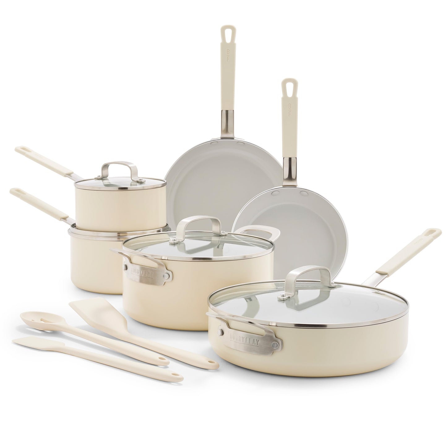 GreenPan x Bobby Flay 13 Piece Ceramic Nonstick Cookware Set, Cream White