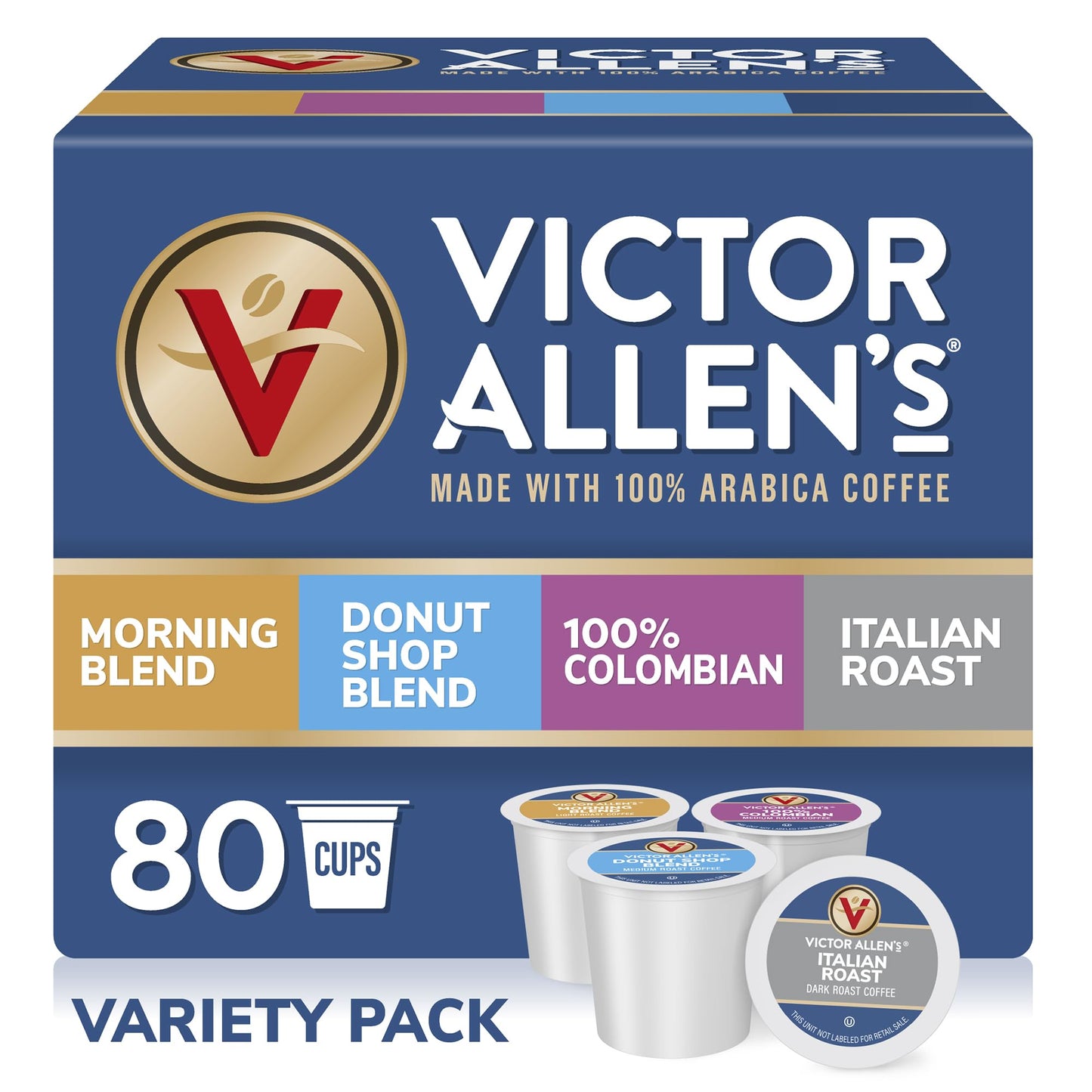 Victor Allen's Coffee Variety Pack (Morning Blend, 100% Colombian, Donut Shop Blend, and French Roast), 42 Count, Single Serve Coffee Pods for Keurig K-Cup Brewers
