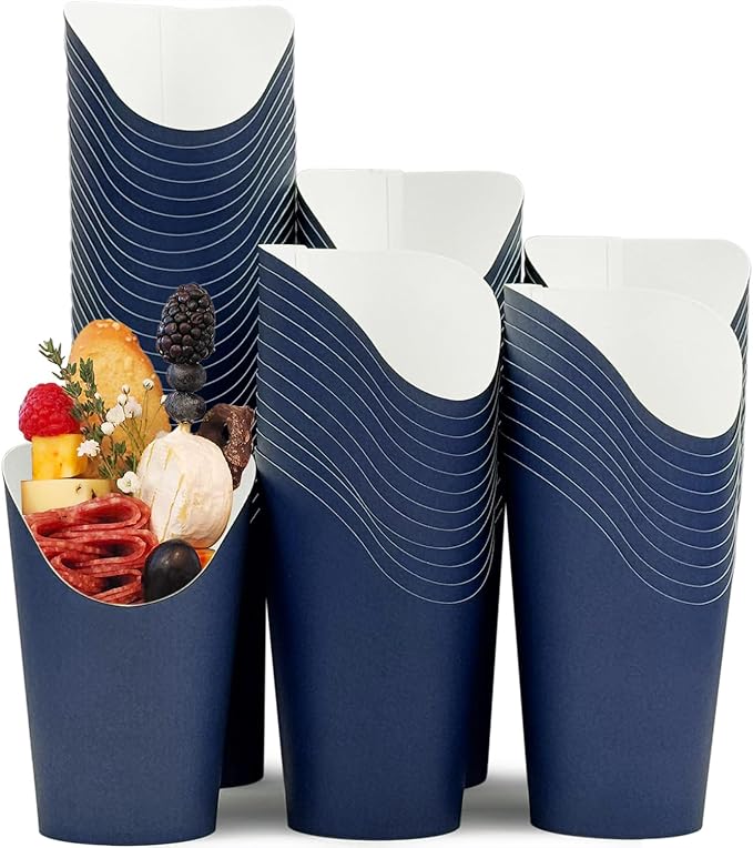 CAMKYDE 100 Pcs French Fries Holder, 12oz Disposable Paper French Fry Cups Black Charcuterie Cups for all Occasions (12oz, Black)
