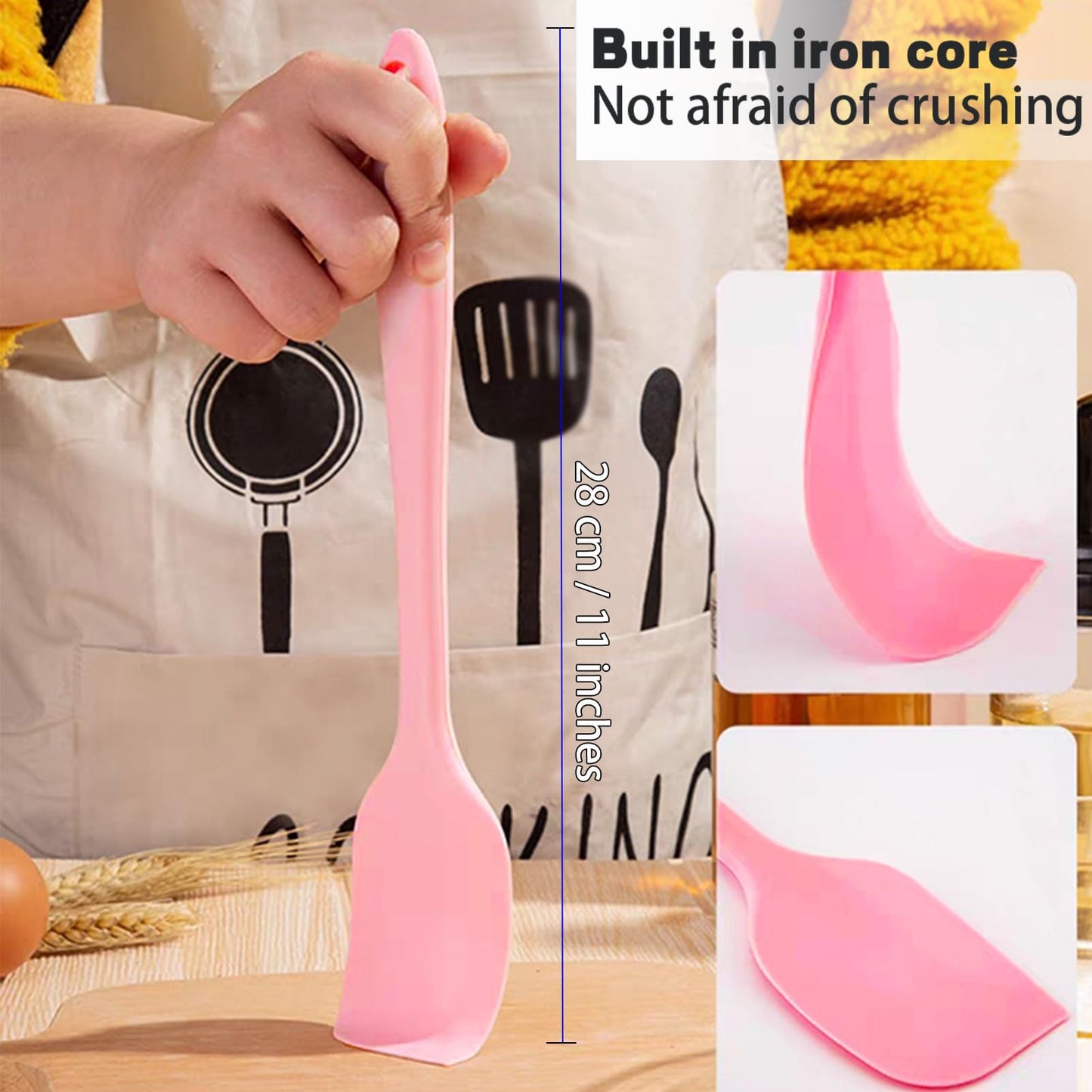 COLOGO Silicone Spatulas, 8 Pack 11 Inch, Sturdy Steel Core