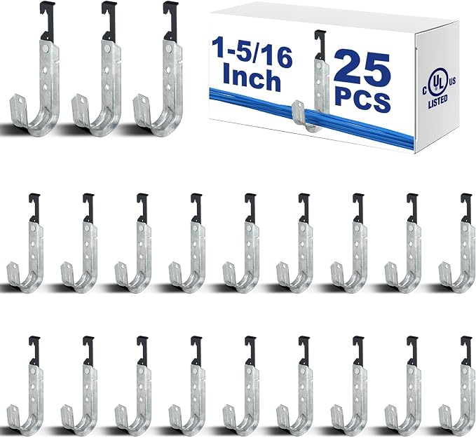 Zonon 25 Pcs J Hooks for Hanging Metal J Hook Hangers Cable Support