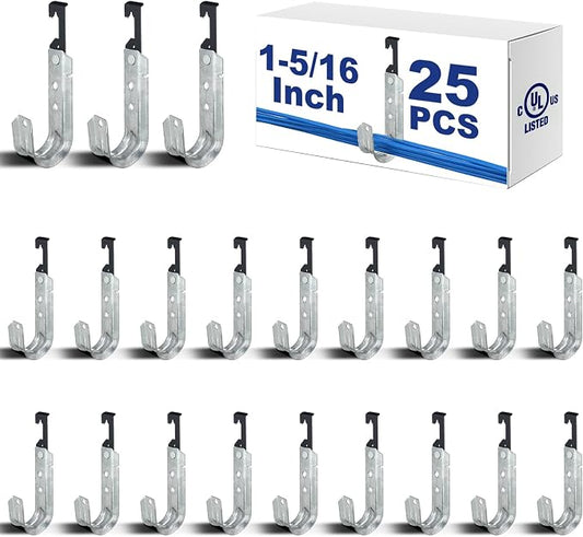 Zonon 25 Pcs J Hooks for Hanging Metal J Hook Hangers Cable Support