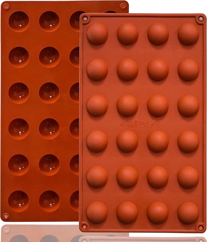 Lerykin Semi Circular Silicone Molds, Non-Stick Silicone Chocolate Molds,3 Packs Baking Molds for Making Chocolate, Cake, Jelly, Desert, Biscuit, Dome Mousse (6 Cups, 15 Cups and 24 Cups)