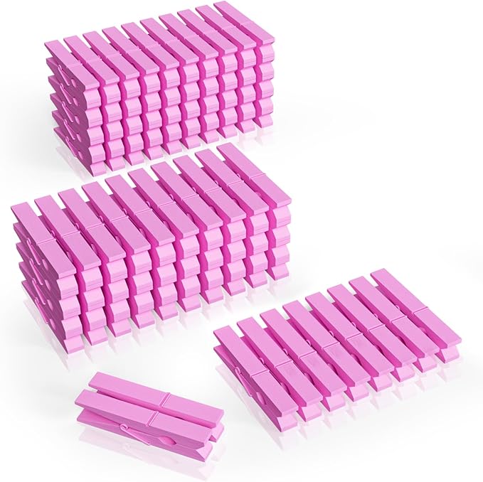 100Pcs Clothes Pins Wooden, 2.9 Inch Light Purple Clothespins, Colorful Clothespins for Hanging Clothes Crafts Picture Pastel Laundry Clips Cheer
