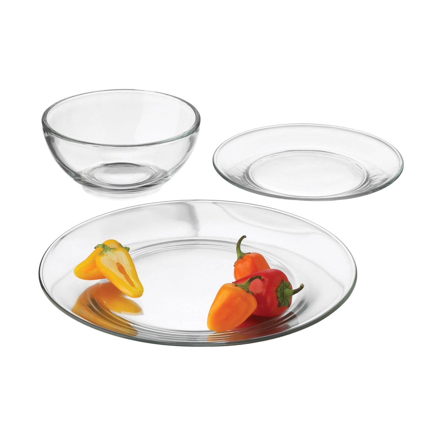 Libbey Tempo Glass Dinnerware Set, Sleek Square Clear Glass Plates and Bowls Set of 12, Dishwasher Safe Dinnerware for Parties or Everyday Use