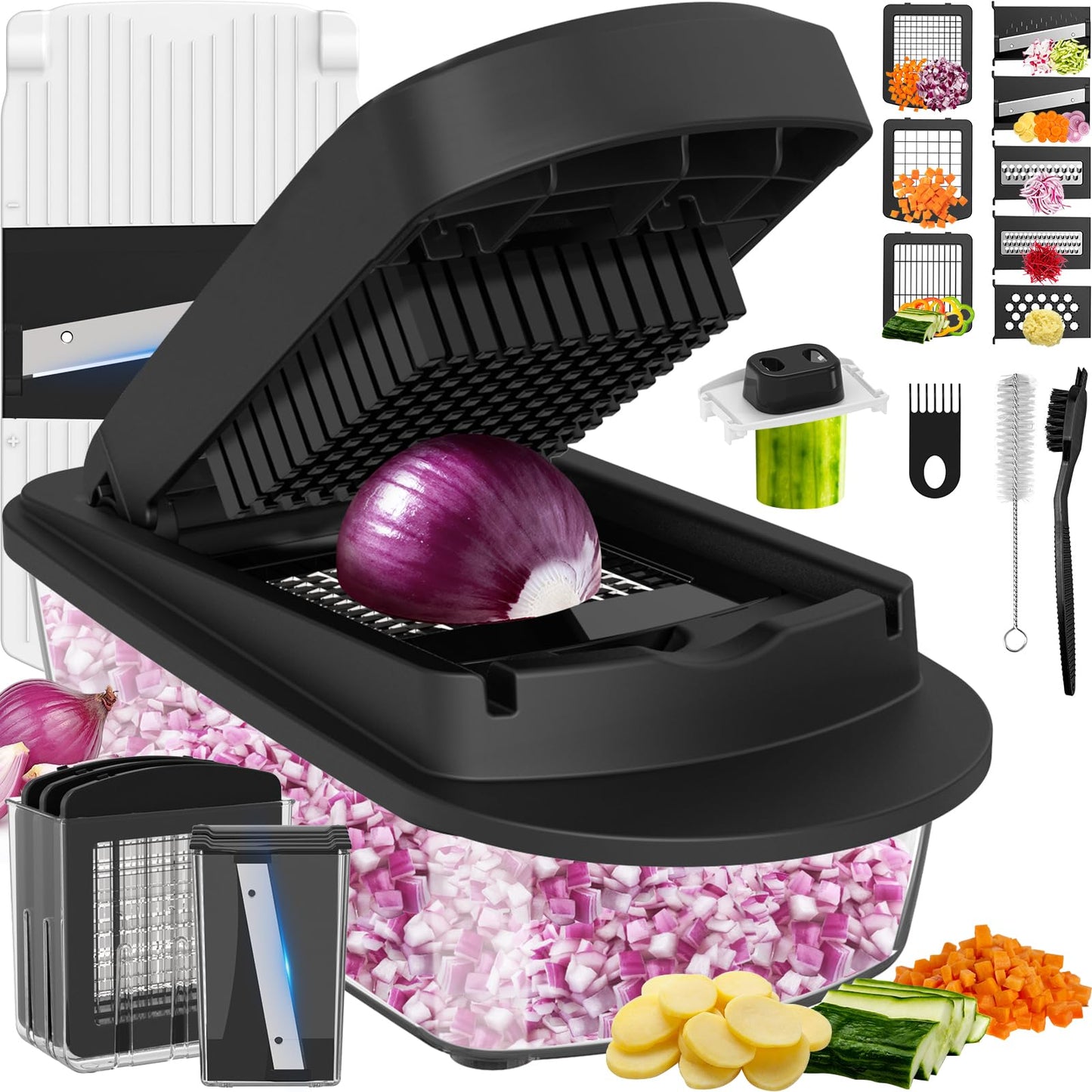 Ukeetap 12-Blade Cook Tool & Gadget Sets, Chopper Slicer Grater Set, Black