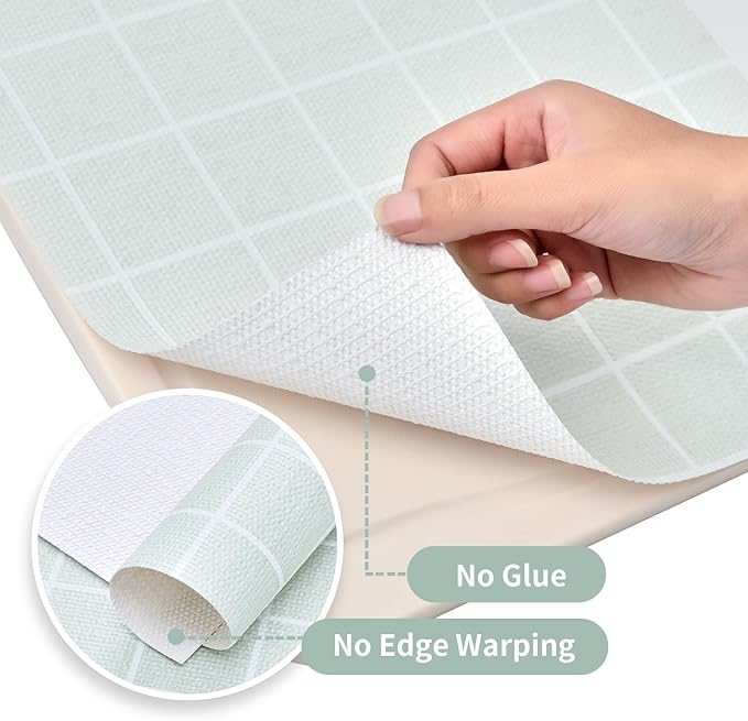 Drawer and Shelf Liner for Kitchen Cabinet: 12 in X 30 Ft Non Slip Waterproof Shelf Paper Non Adhesive Refrigerator Liners Light Gray Grid Easy Liners for Bathroom