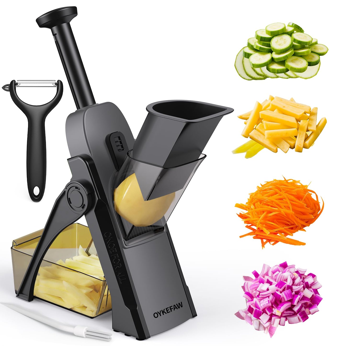 Safe Mandoline Slicer for Kitchen, 5 in 1 Vegetable Food Chopper for Potato