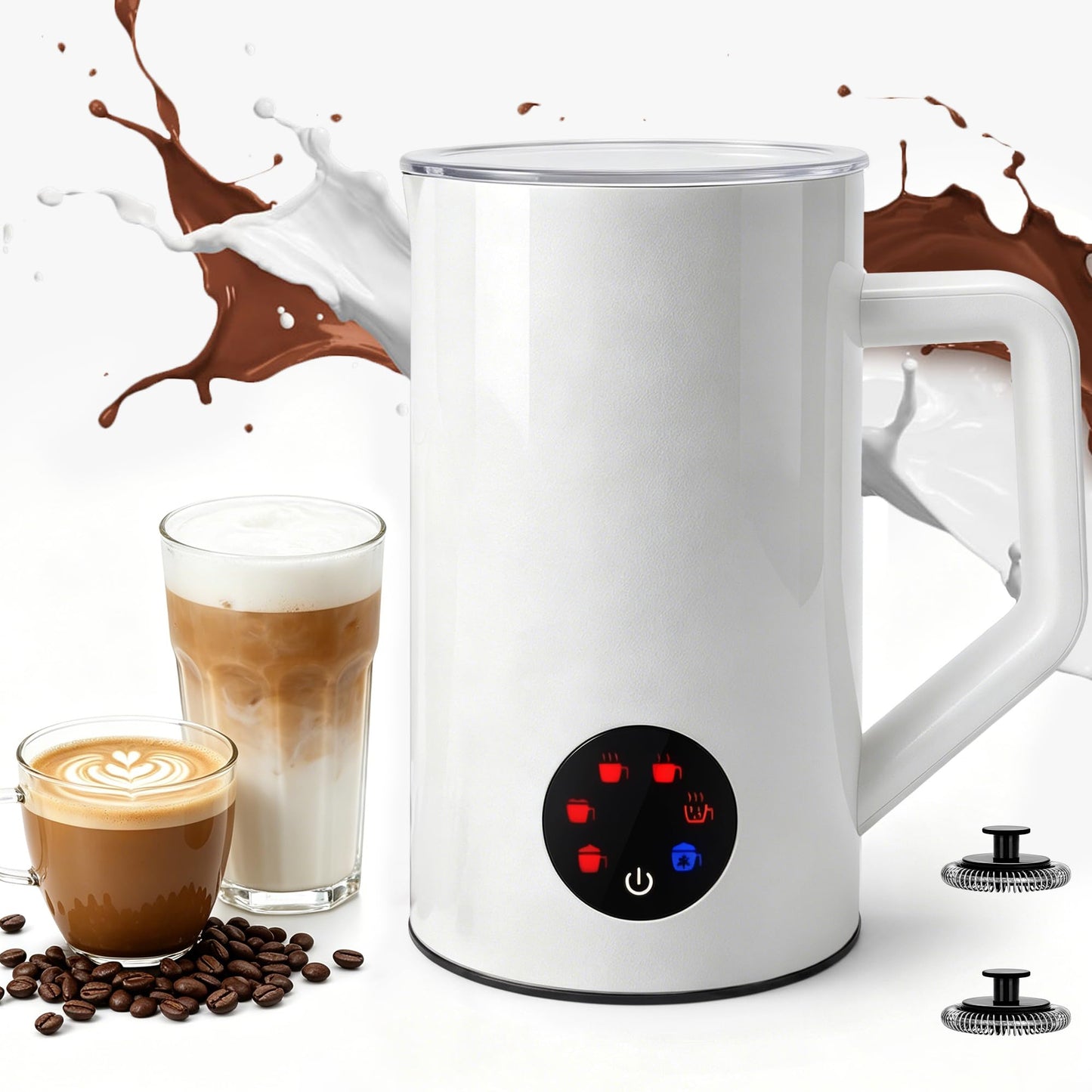 MAISON HUIS Milk Frother, 6-IN-1 Electric Milk Steamer, 20oz/591ml Hot & Cold Foam Maker for Latte & Cappuccino, 550W Fast Heating Stainless Steel Milk Steamer, Hot Chocolate Maker