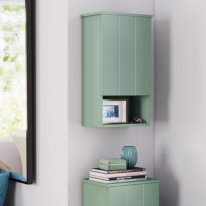 Bathroom Wall Cabinet with Single Door, Soft-Close Hinges, 15x27 inch Wooden Medicine Cabinet for Small Kitchen, Laundry, Entryway, Durable MDF Construction