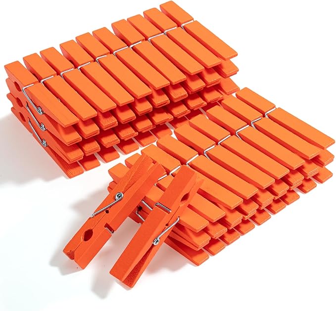 Mr. Pen- Wooden Clothes Pins, Natural Wood, 50 Pack, 2.9 Inch, Orange, Rust Resistant Clothes Pins for Hanging Clothes, Clothes Pins Wood, Clothing Pins, Clothes Pegs, Clothespins, Wood Clothespin