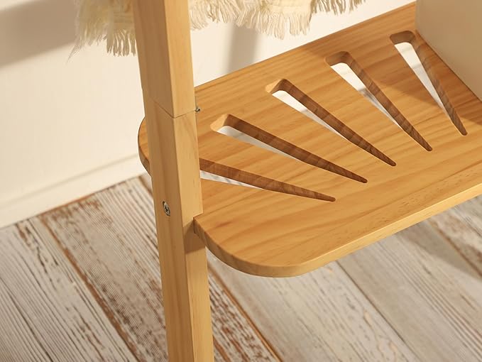 Taozun Minimalist Wood Blanket ladder - Boho Style Wall-leaning Display Towel Rack for Throw Quilt, Standing Ladder Shelf, Blanket Storage for Living Room, Bathroom