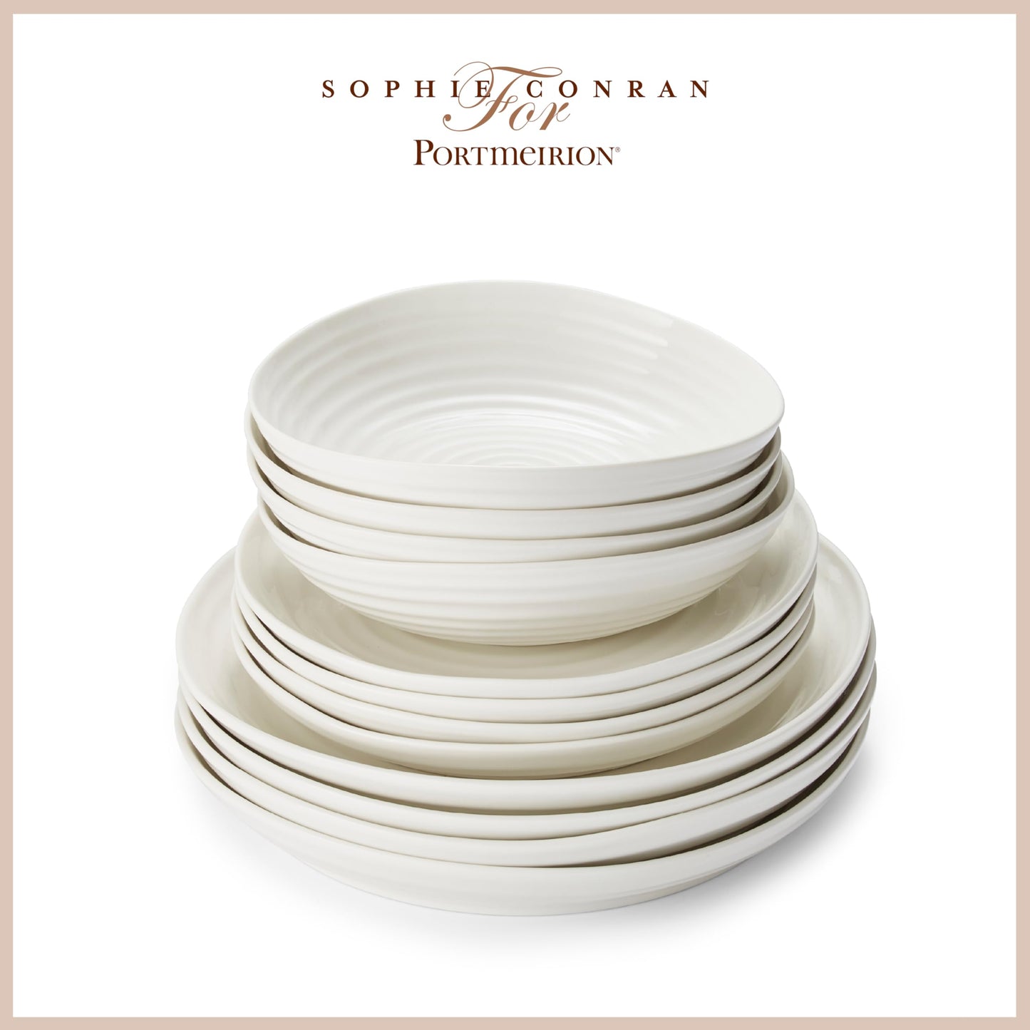 Portmeirion Sophie Conran White Coupe 12-Piece Dinnerware Set