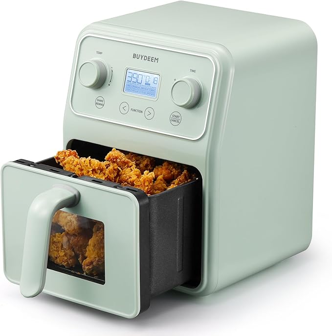 BUYDEEM F51 Air Fryer, Visible Window, One-Touch Control with LCD Display