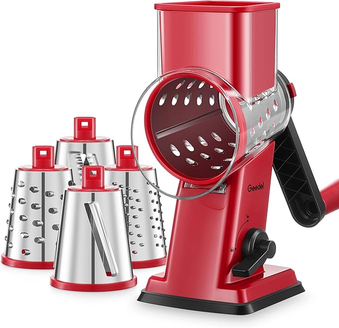 Geedel Upgraded Rotary Cheese Grater Hand Crank, Vegetable Shredder Slicer