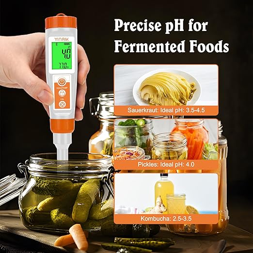 YINMIK Smart pH Meter Solid Food pH Tester with Stainless Steel Blade