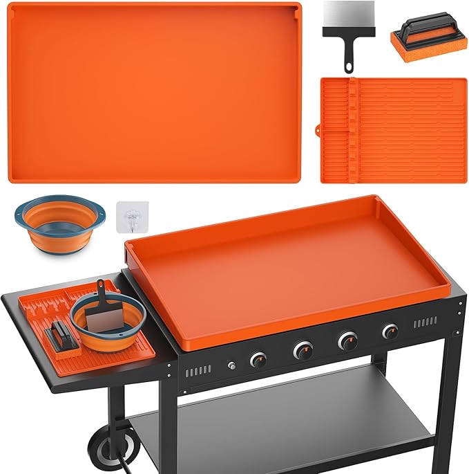 Carry360 Silicone Griddle Cover Set for Blackstone 36" with 16" Blackstone Griddle Accessories, Cleaning Brush | Heavy Duty Food-Grade Grill Mats Accessories | All Season Protection from Dirt Rust