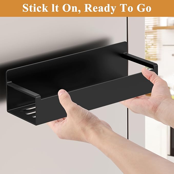 6 Pack Magnetic Spice Rack Organizer for Refrigerator and Oven, Matt Black Fridge Organizers and Storage for Kitchen