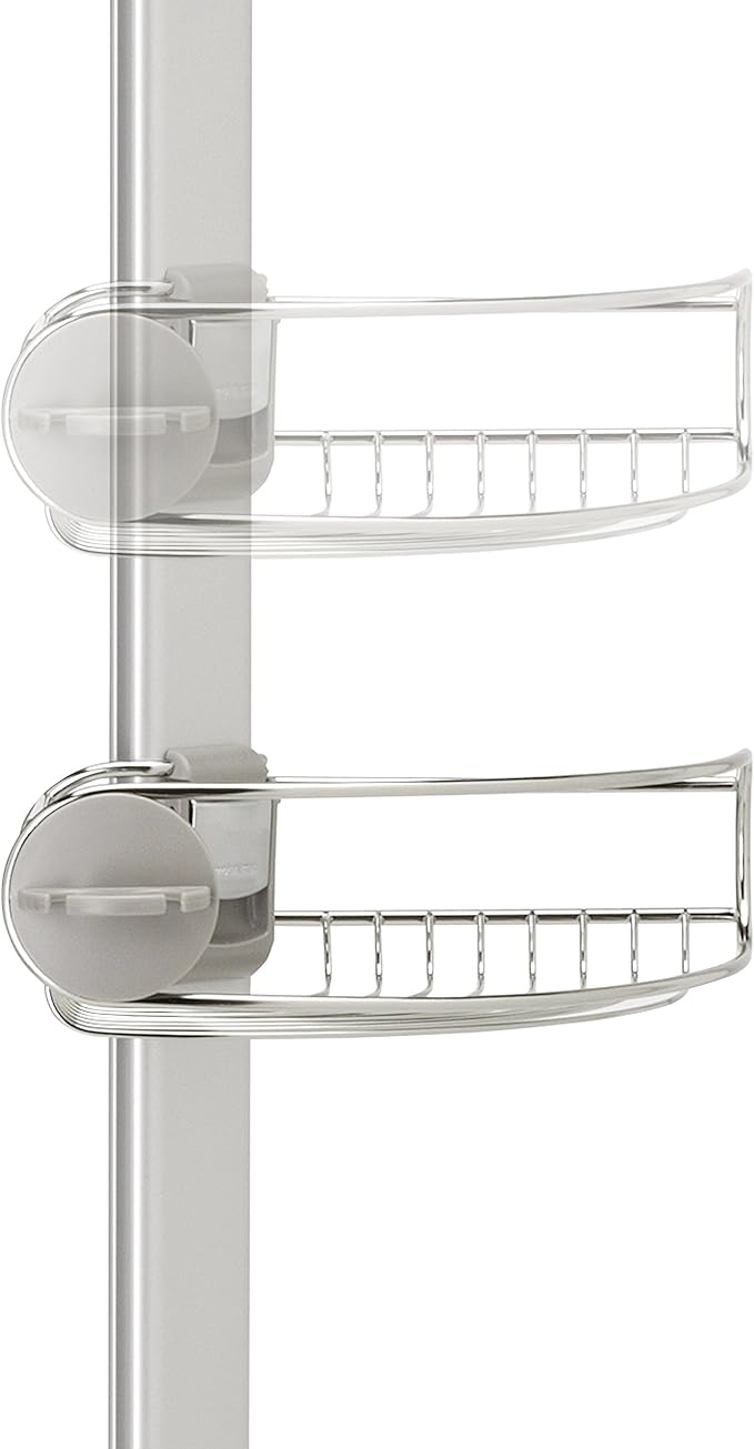 simplehuman 8' Tension Pole Shower Caddy, Stainless Steel and Anodized Aluminum