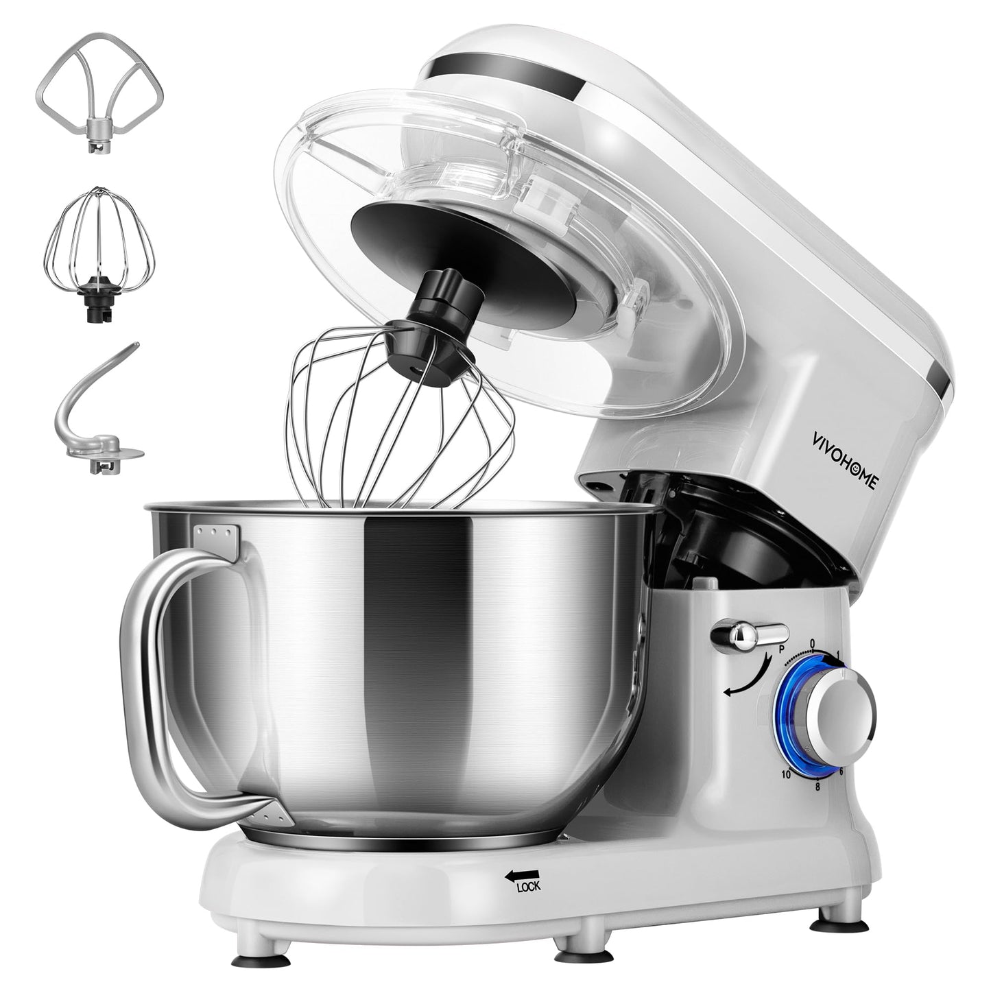 VIVOHOME Stand Mixer, 6-Quart Tilt-Head Kitchen Mixer with Bowl, Pink
