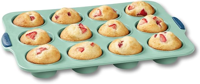 Starfrit 24-Cup Mini Muffin Pan, Silicone, Metal Frame, Green