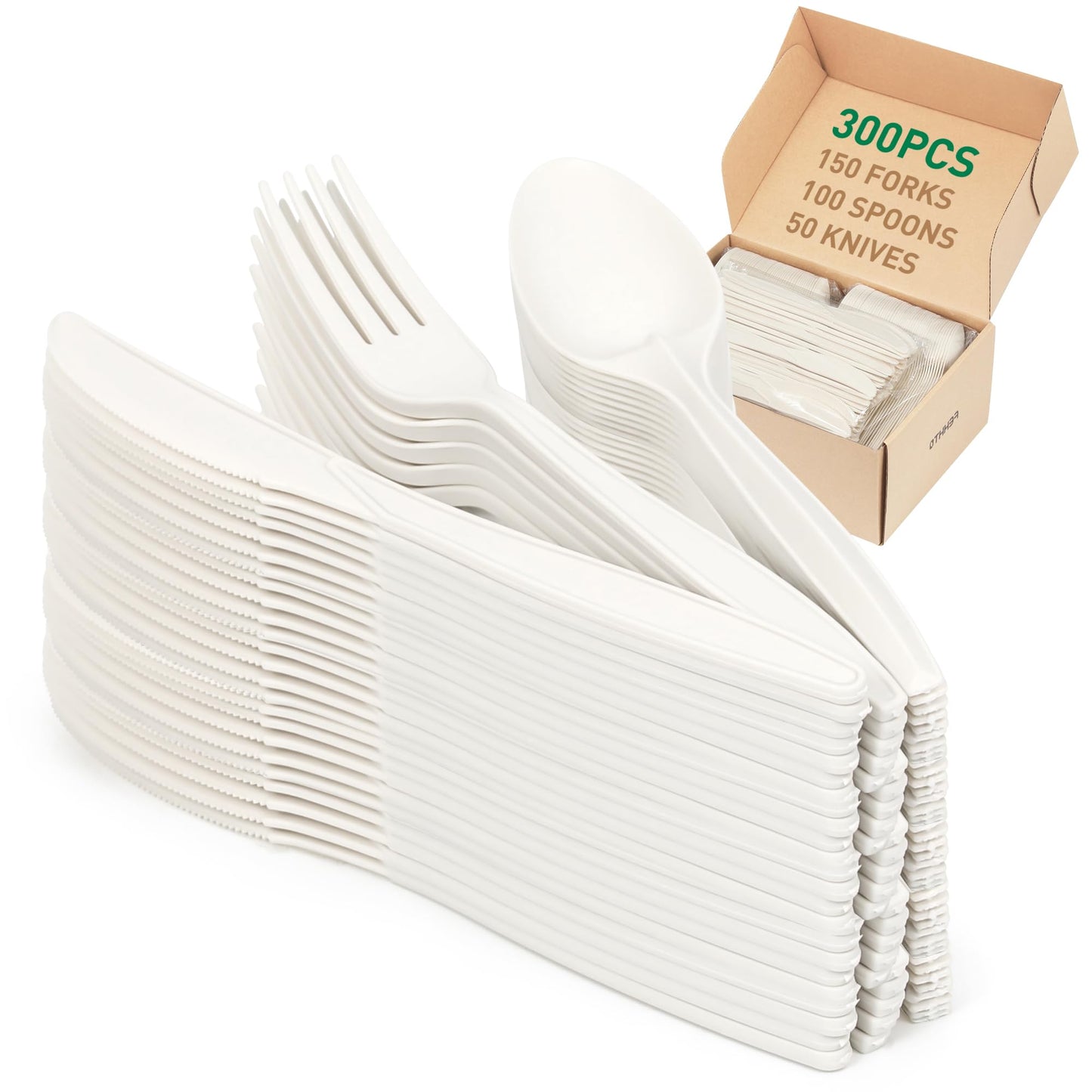FEHHTO 150 pcs 100% Compostable Spoons, 7 Inch Disposable Cornstarch Spoons