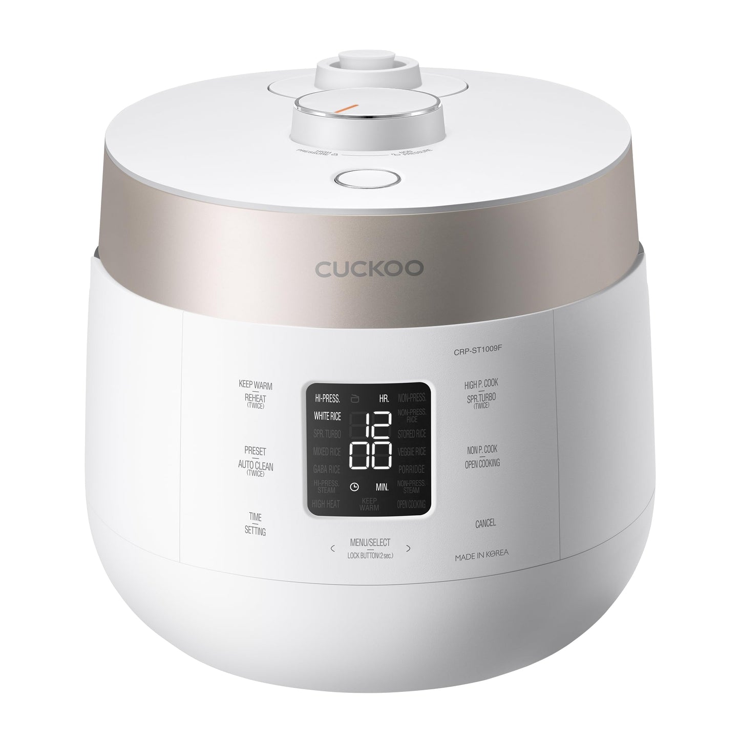 CUCKOO Twin Pressure Rice Cooker, 12-Cup Cooked, White, CRP-ST0609FW