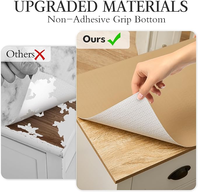 Beautysaid Shelf and Drawer Liner for Kitchen Cabinet, Non Adhesive Non Slip Shelf Paper Waterproof Washable Thickened for Dresser Pantry Shelve Bathroom Protector Liner(Beige,23.6 in x 20 FT)
