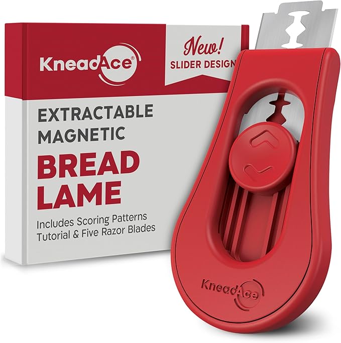 KNEADACE Upgraded Magnetic Bread Lame, Professional Dough Scoring Tool with Extractable Blade, Sourdough Bread Tool for Baking, Includes Scoring Pattern Booklet & 5 Replaceable Razor Blades