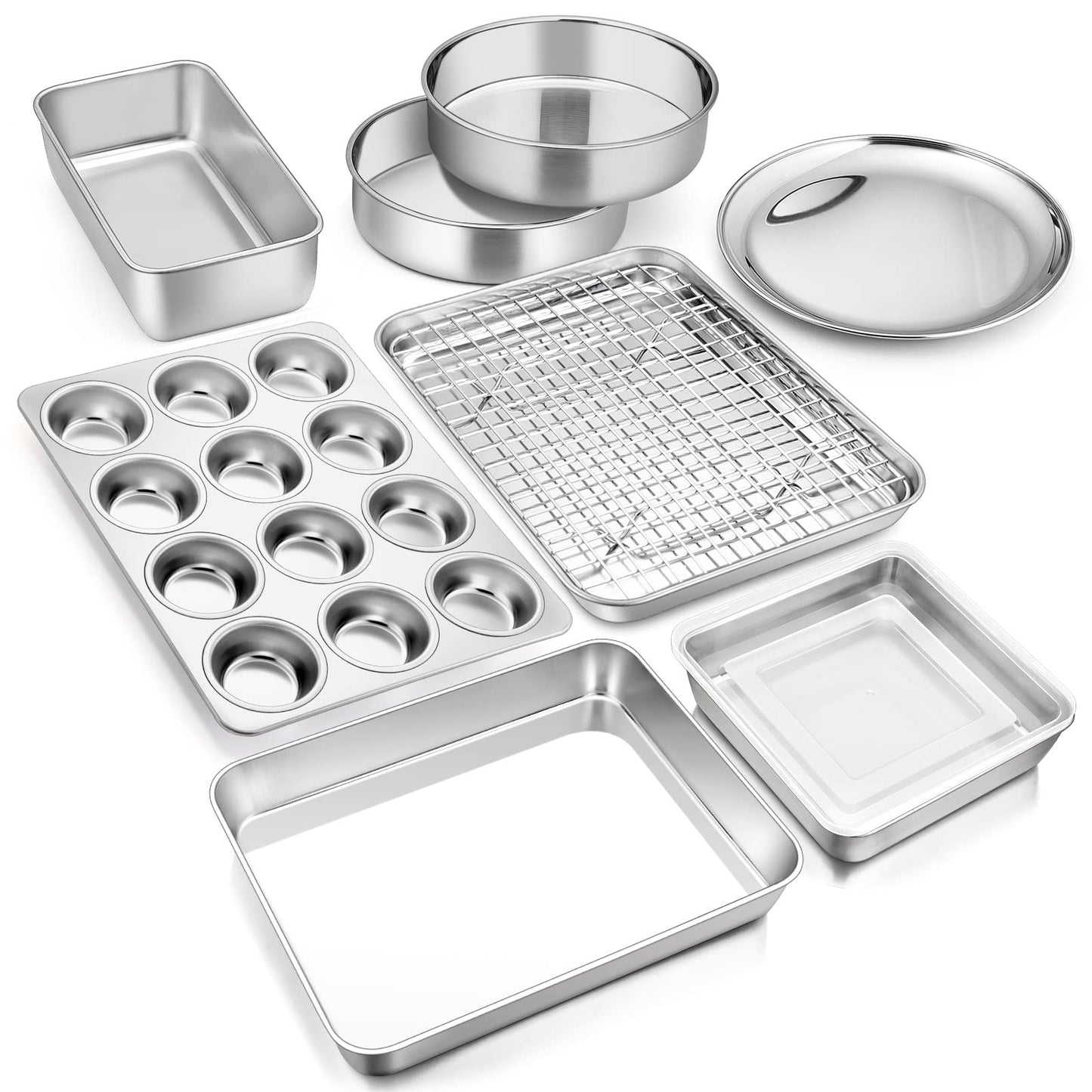 E-far 6-Piece Baking Pans set, Stainless Steel Bakeware Set for Oven