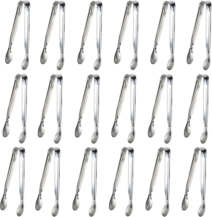 6PCS Ice Tongs Mini Sugar Tongs 4.25Inch Stainless Steel Small Serving Tongs, Small Kitchen Tiny Tongs for Appetizers,Tea Party, Coffee Bar, Desserts (Gold)