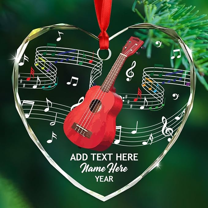 Personalized Drum Musical Instrument Glass Ornament, Customized Year Text Name Christmas Ornaments Gift for Drummer Husband Wife Dad Mom Kids, Unique Drum Set Glass Christmas Ornament for Birthday