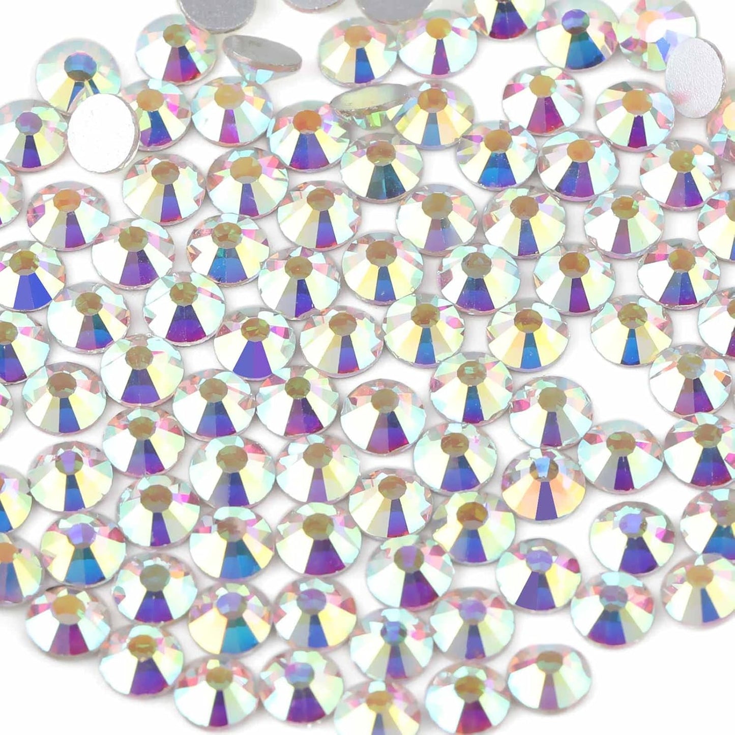 Beadsland 2880pcs Flat Back Crystal Rhinestones Round Gems for Nail Art and Craft Glue Fix, Crystal AB,SS4,1.5-1.7mm