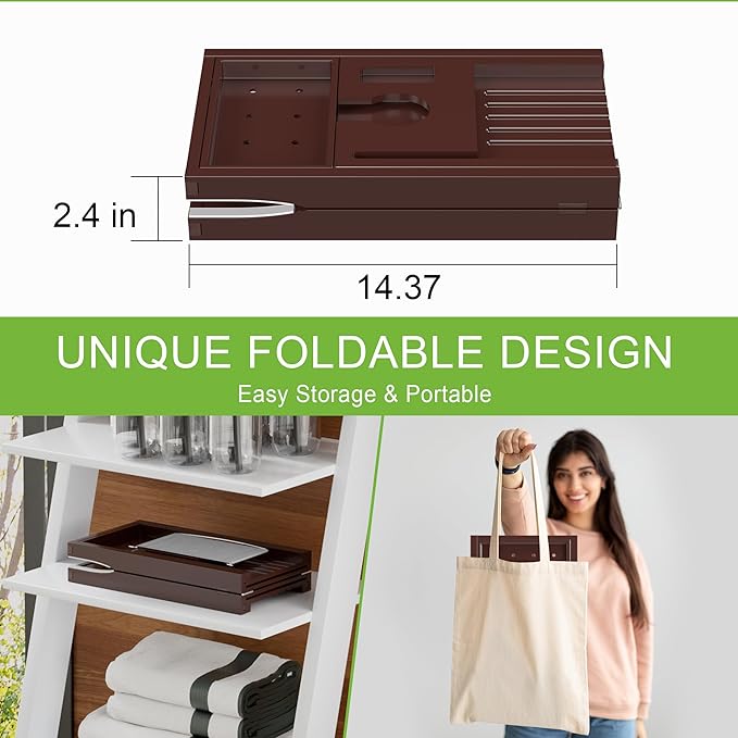 Bathtub Caddy Tray for Tub,Foldable Bath Table Trays,Bamboo Shelf with Book and Wine Glass Holder,Bathroom Accessories Suitable for Luxury Spa or Reading,Brown