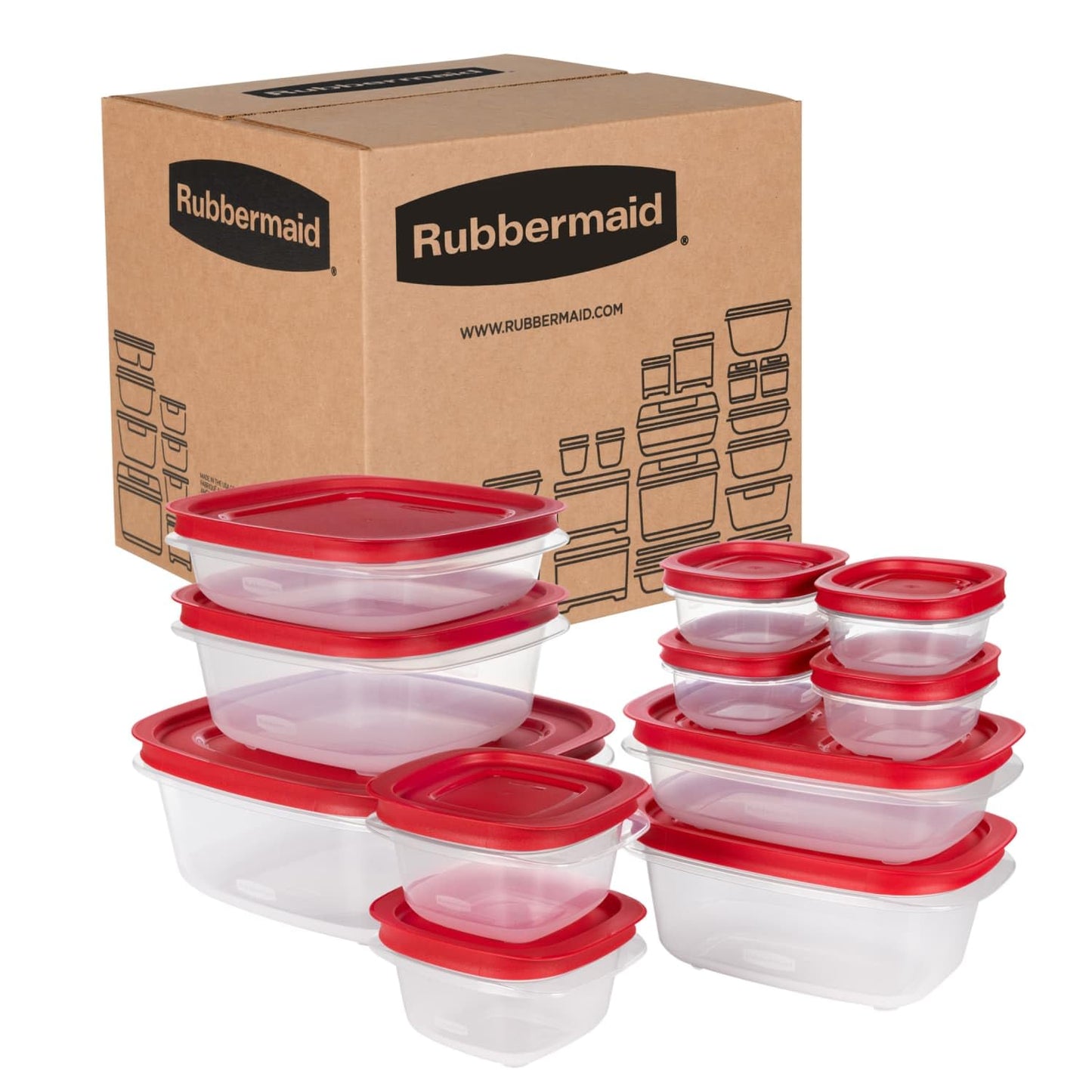 Rubbermaid EasyStore Rectangle, Square, and Round Containers, 34-Piece Set, Food Storage Containers, Food Storage Containers with Lids