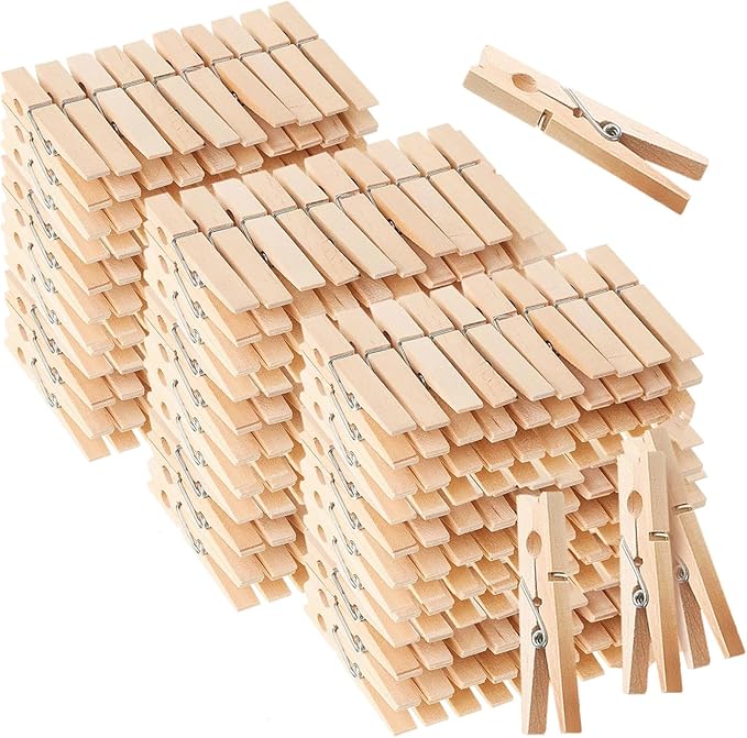 SenseYo 200 Pcs 2.9 Inch Wooden Clothespins Clips for Hanging Clothes, Craft, Home