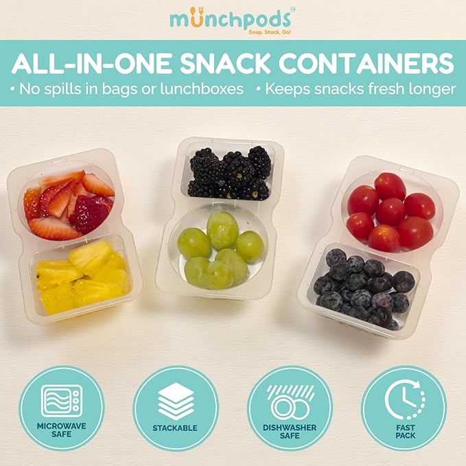 Reusable Snack Containers with Lids 50Pcs, Portion control containers, Snack Pack Containers,2 Double Compartment Snack Containers for Kids On the Go Meals, Camping Condiment Snack Tray Prep