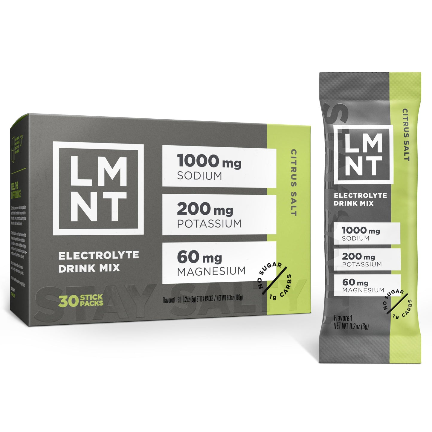 LMNT Zero Sugar Electrolytes - Raw Unflavored Salt | Drink Mix | 30-Count