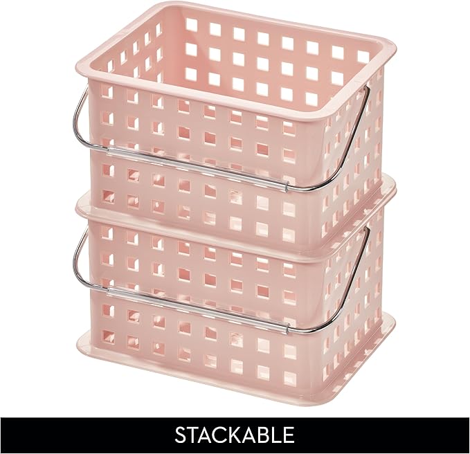 iDesign Small Shower Caddy with Handle, Portable Shower Organizer for Dorm or Bathroom, Pink
